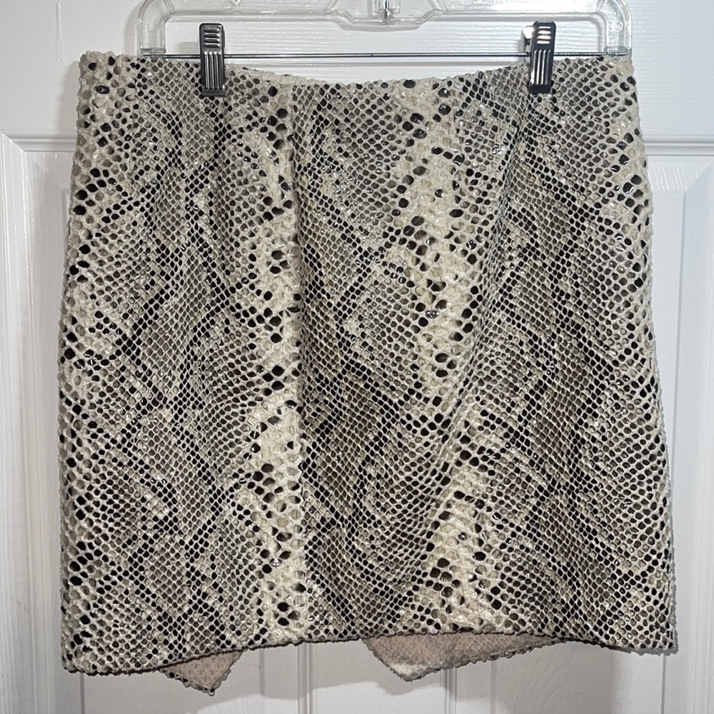 Olivaceous Snake skin mini skirt with zipper on back size L